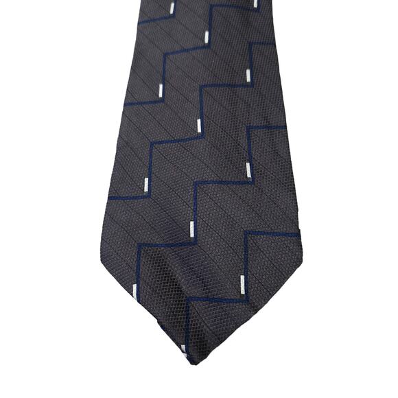 Stafford Neck Tie 100% Silk Grey Blue Geometric Wedding Prom Office Italy - Picture 1 of 12
